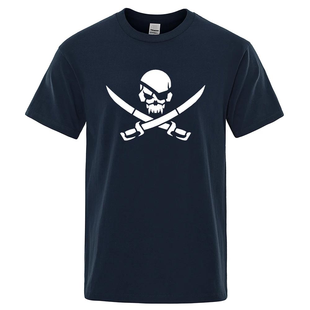 Pirate Skull Logo Funny Print T-Shirts Men Women Loose Tshirs Breathable Summer T-Shirts 100% Cotton Oversize Casual Tee Clothes