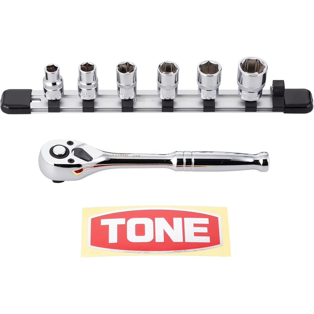 TONE Socket Wrench Set 6-Point with Holder 9.5mm Drive Size 7-Piece Tool Set