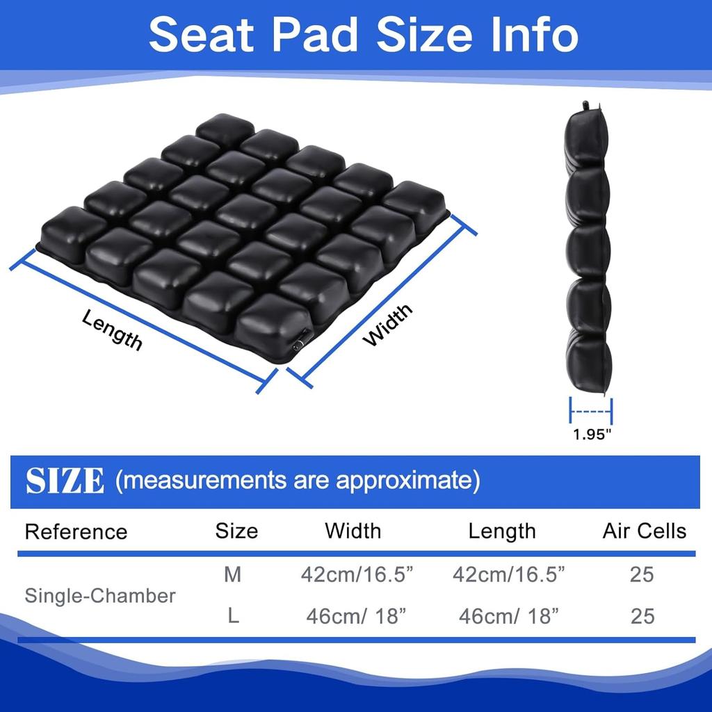 Air Inflatable Wheelchair Cushion, Pressure Relief Seat Cushion for Tailbone and Sciatica Pain, Portable Air Seat Pad with Pump- for Car, Office and