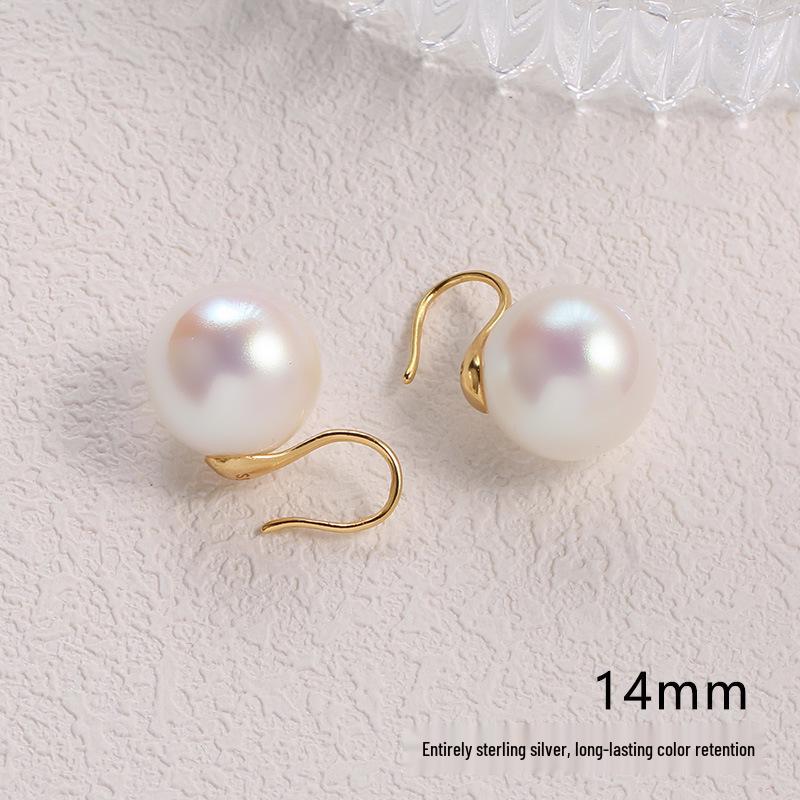 2025 Pure Silver Pearl Stud Earrings for Women - High-End Feel with Ear Drops & High Heels Ear Hooks