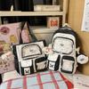 Spring new color contrasting two-piece backpack for primary and secondary school students, high-value dopamine make-up bag for high school students