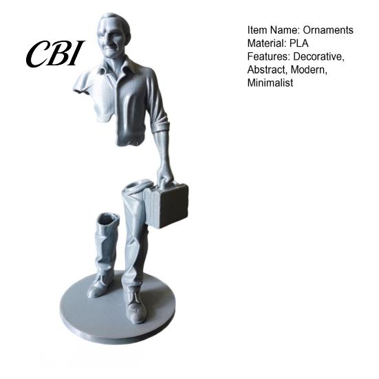Clothing Folds Sculpture 3D Printed Working Person Figurine with Briefcase, Modern Abstract Art Ornament Small Business Gift for Desktop Bookshelf