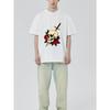 T-shirt Noir Avec Impression Crâne Épée et Roses Pour Tenue Décontractée