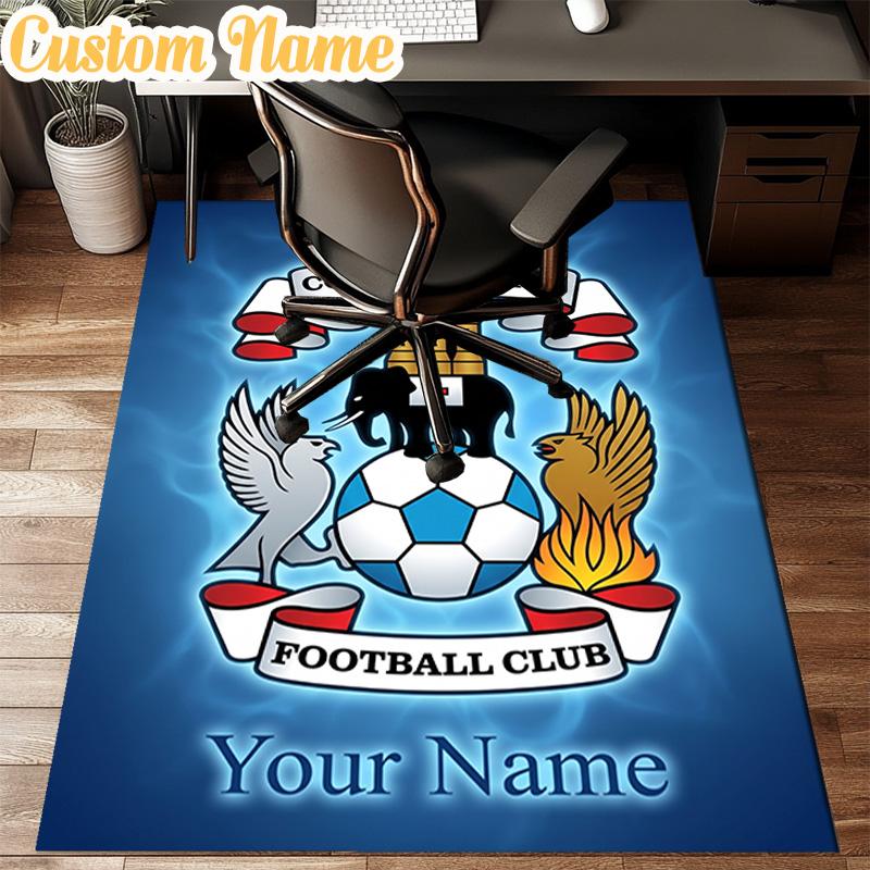 Custom Name Coventry City Crest Design Rug Office Rug Chair Mat Non Slip Carpet Rugs for Bedrooms Dining Room Living Room Home Decor gifts