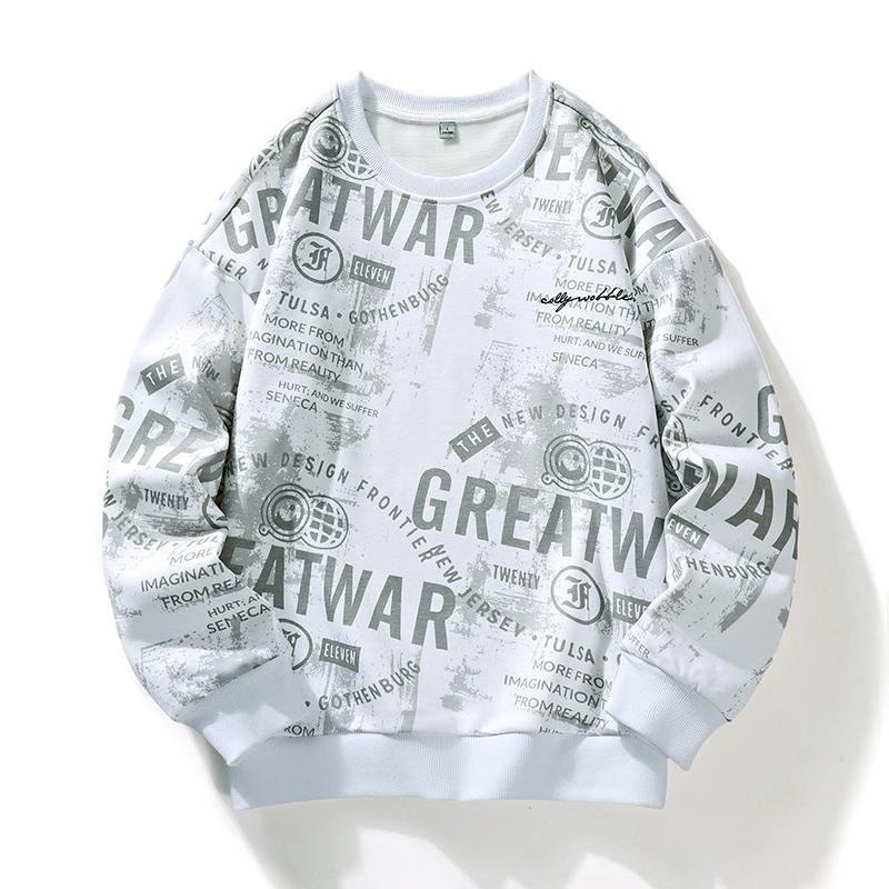 New Men's Sweatshirt Spring Autumn Casual Versatile Young Handsome Pullover Round Neck Long-sleeved T-shirt