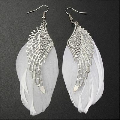 Ausgezeichnete 1 Paar Retro Dame Frauen Engel Flügel Feder Ohrringe Legierung Schmuck FE63