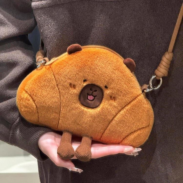 Croissant Capybara Bread Cute Animal Plush Messenger Bag For Women And Men