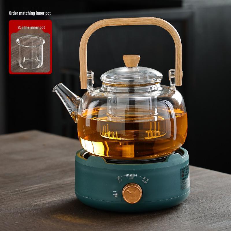 Compact Electric Ceramic Tea Brewer with Glass Teapot - Ideal Tabletop Stove & Mini Water Boiler