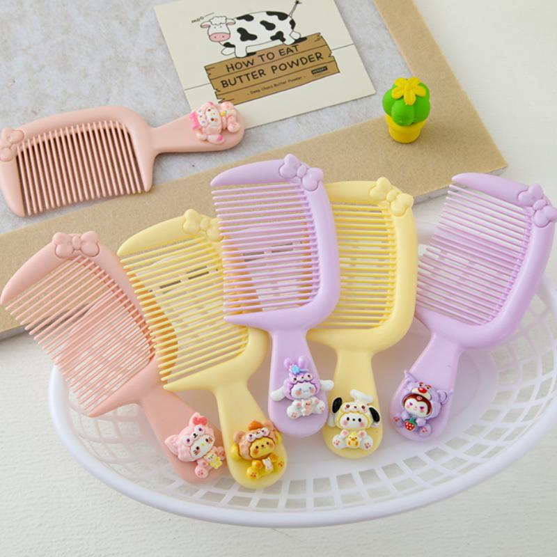 3Pcs Plastic Anti Static Straight Combs Portable Cartoon Sanrio Mini Comb Candy Color Fine-Toothed Detangling Combs For Children