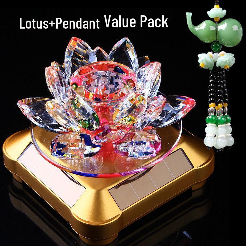 Solar-Powered Rotating Lotus Car Perfume Ornament
