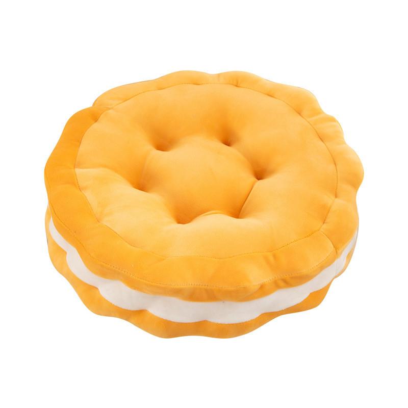 Round Plush Cookie Cushion With Pp Cotton Filling For Sofa Bed Office Napping Support