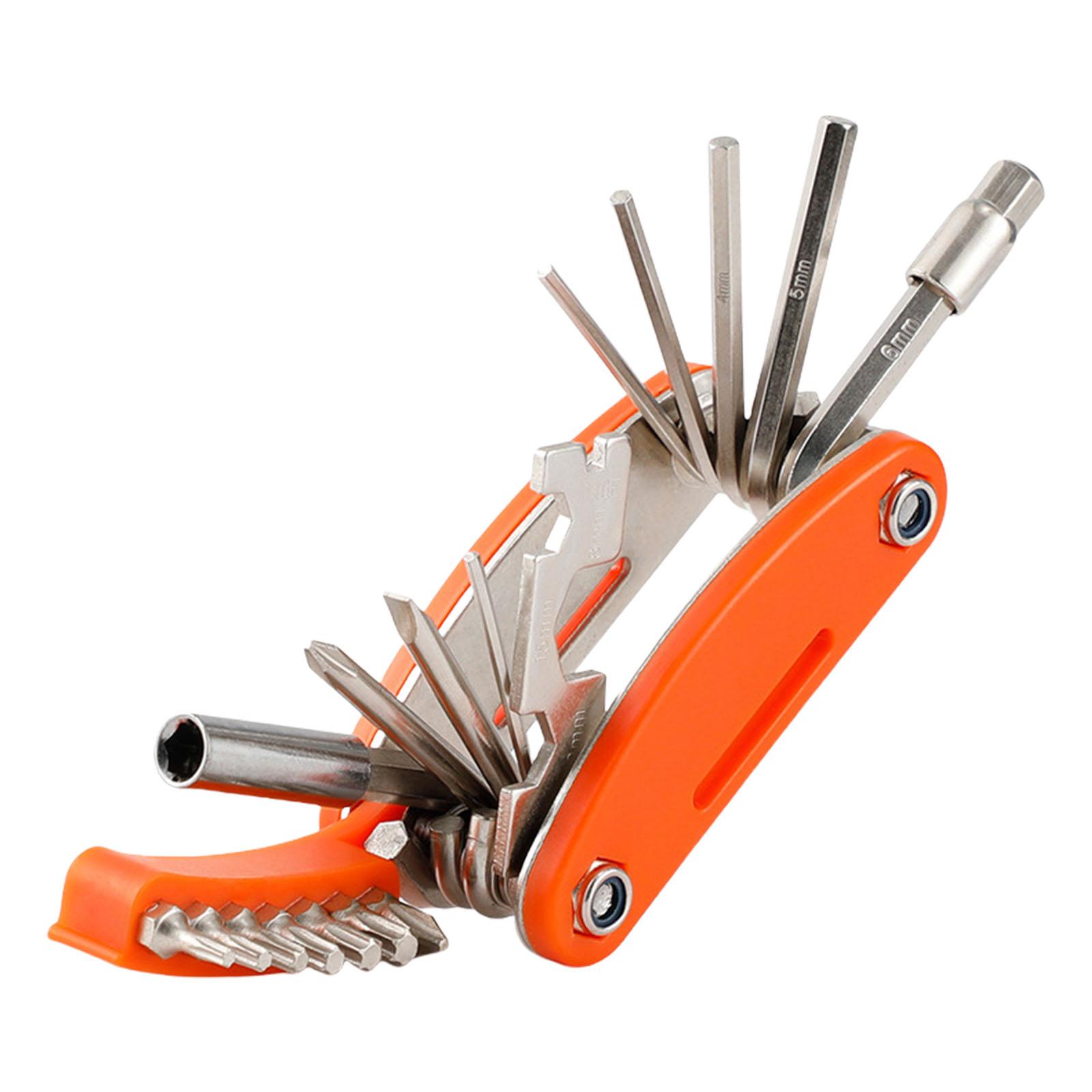 

Велосипедный мультитул 21 в 1 Складной велосипедный инструмент для путешествий Велосипедный многофункциональный инструмент Шоссейный велосипедный мультитул Велосипедный инструмент оранжевый