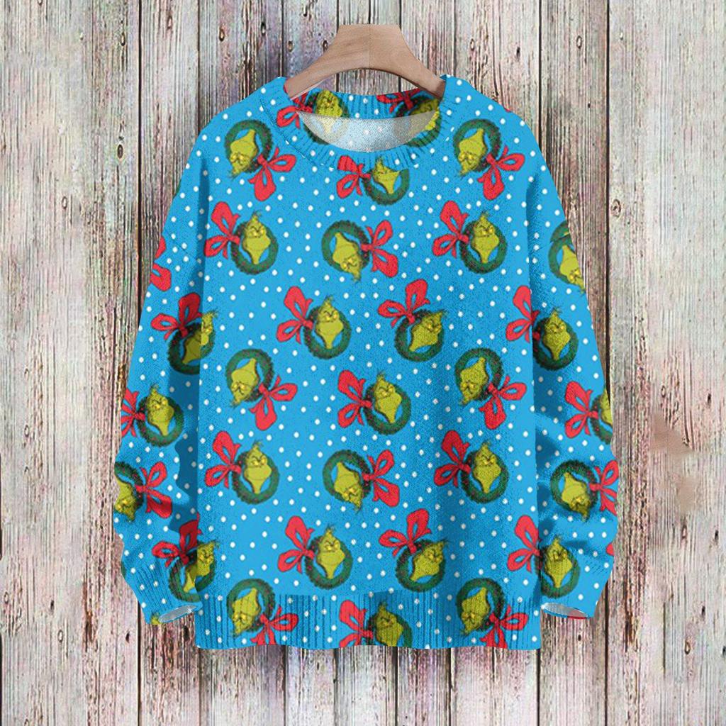 Weihnachts-Sweatshirts für Damen, Strickpullover, süßes Hemd, Herbst, Rundhalsausschnitt, Pullover, Tops