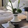 Vaso de Cerâmica Listras Geométricas Preto e Branco Vaso de Flores Acessórios para Arranjos Florais Acessórios para Decoração de Casa