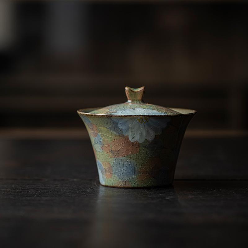 Vintage Hand-painted Gaiwan Ceramic Tureen Coarse Pottery Tea Bowl Retro Tea Ceremony Accessories Chinese Kung Fu Teaware Sets