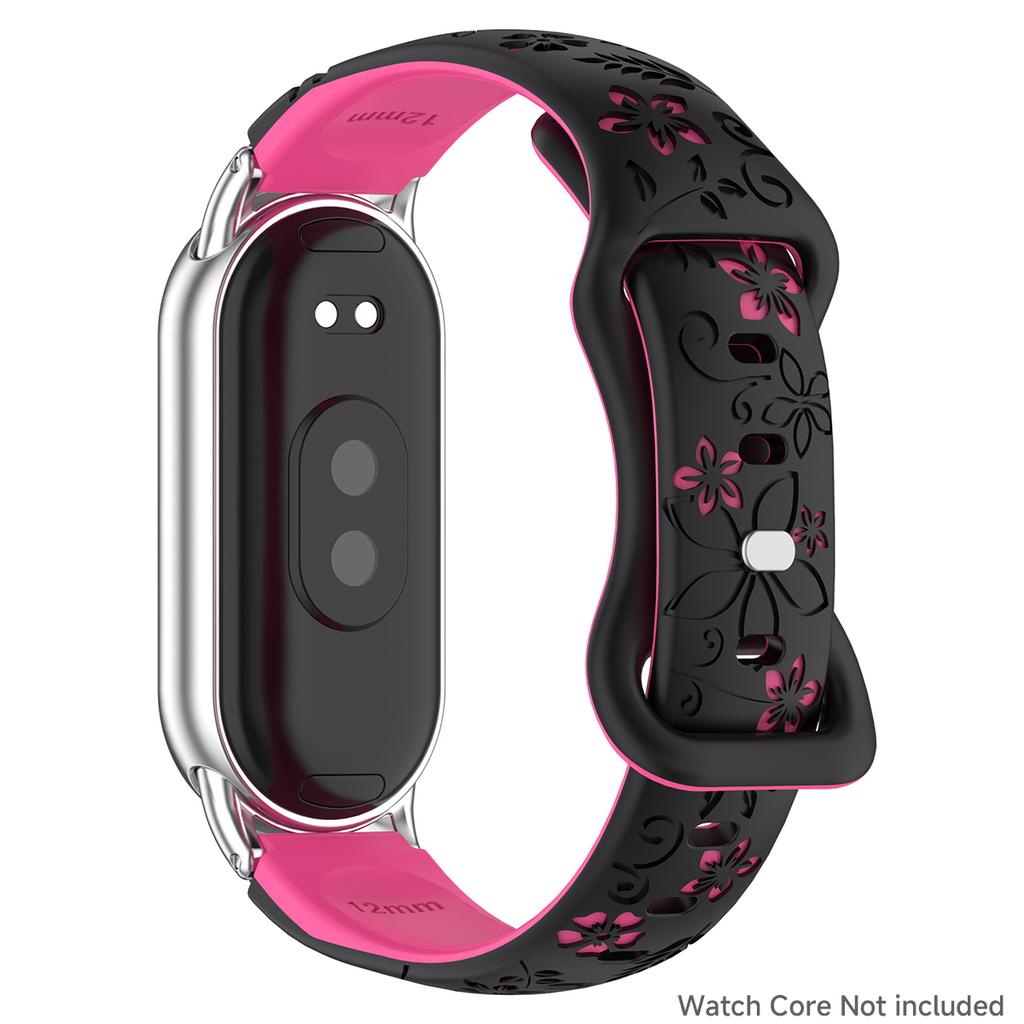 New Silicone Flower 3D Engraved Bracelet for Xiaomi Band 9 NFC Smart Watch Breathable Watchband for Xiaomi Band 8 NFC strap