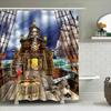 High-Quality Waterproof Shower Curtain Featuring Pirate Ship With Treasure Chests Perfect For Nautical Themed Bathroom Decor