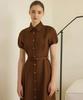 Julie And Kara 25Hs Collar 123 Terroir Line Pintuck Citrus Dress Brown