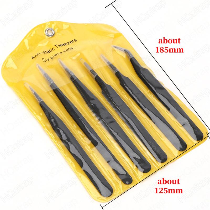 

6 шт./компл. Портативные инструменты для ремонта часов, антистатические пинцеты из нержавеющей стали, зажимной инструмент, прямой изгиб для аксессуаров часовщика
