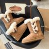 Sheepskin Wool Snow Boots with Toggle Three-Button Design