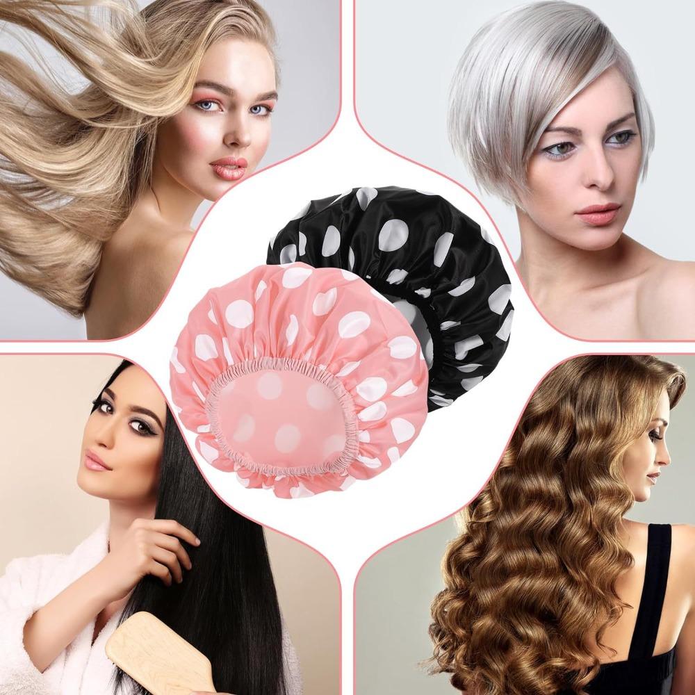 1 Stück Damen Wasserdichte Duschhaube Doppellagige Badehhaube Haarschutz Schlafhaube Effiziente Wasserdichte Haube Satinhaube