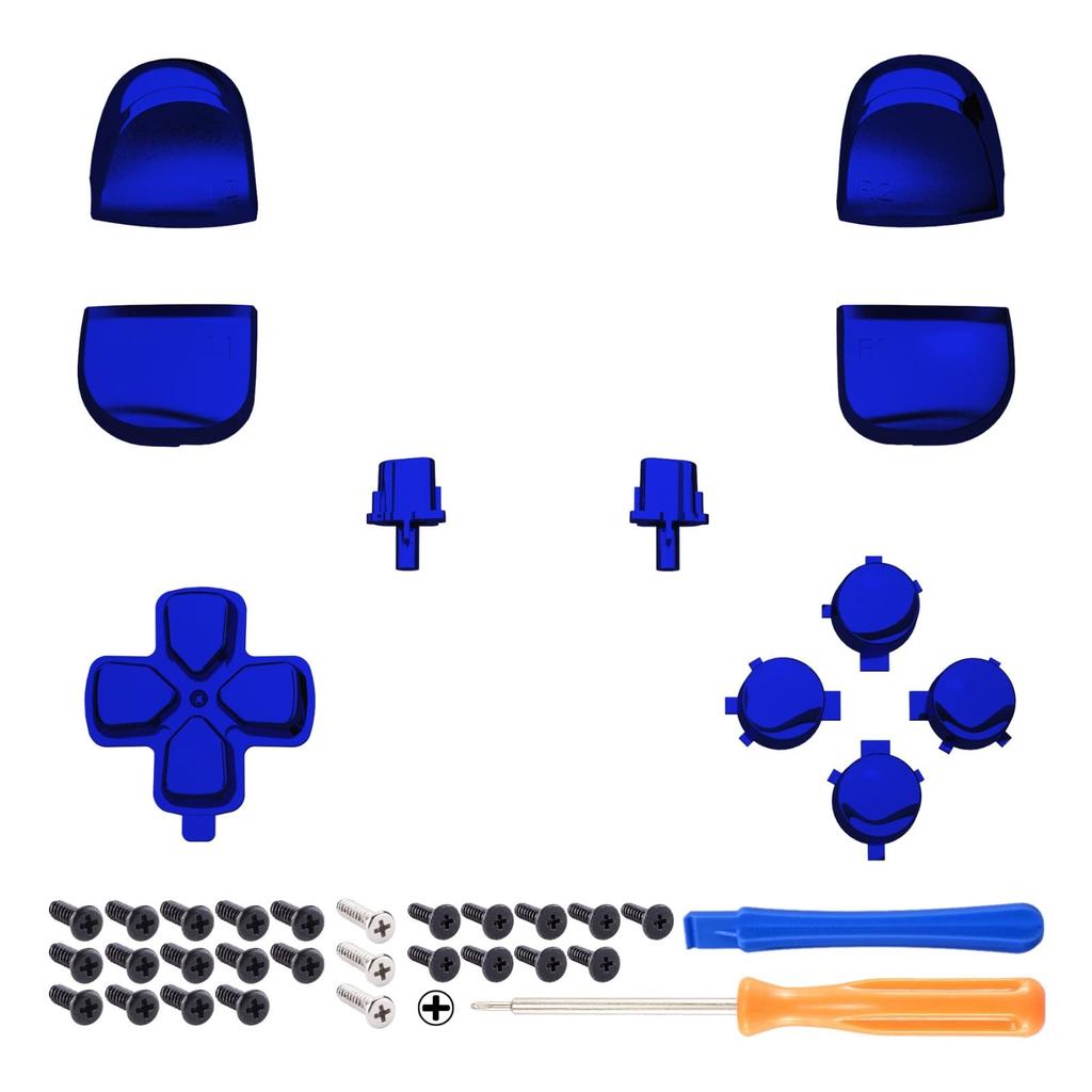 eXtremeRate Replacement for PS5 Controller Share Optional Face Chrome Full Button Set for PlayStation 5 Controller Not D-Pad (BDM-010 & 020), R1, L1,