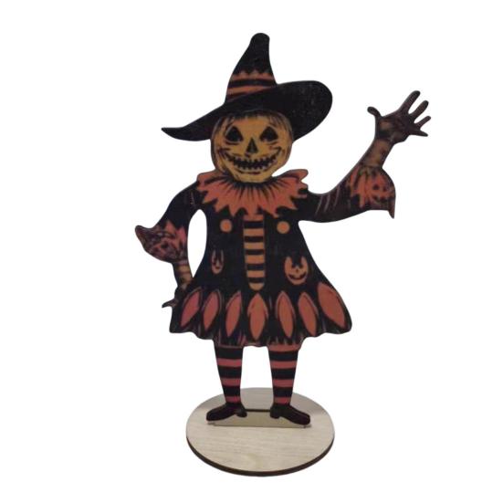 Yousheng 1/6Pcs Halloween Pumpkin Man Bunting Spooky Rustic Wooden Pumpkin Man Hanging Garland Table Sign Festival Ornament Decoration