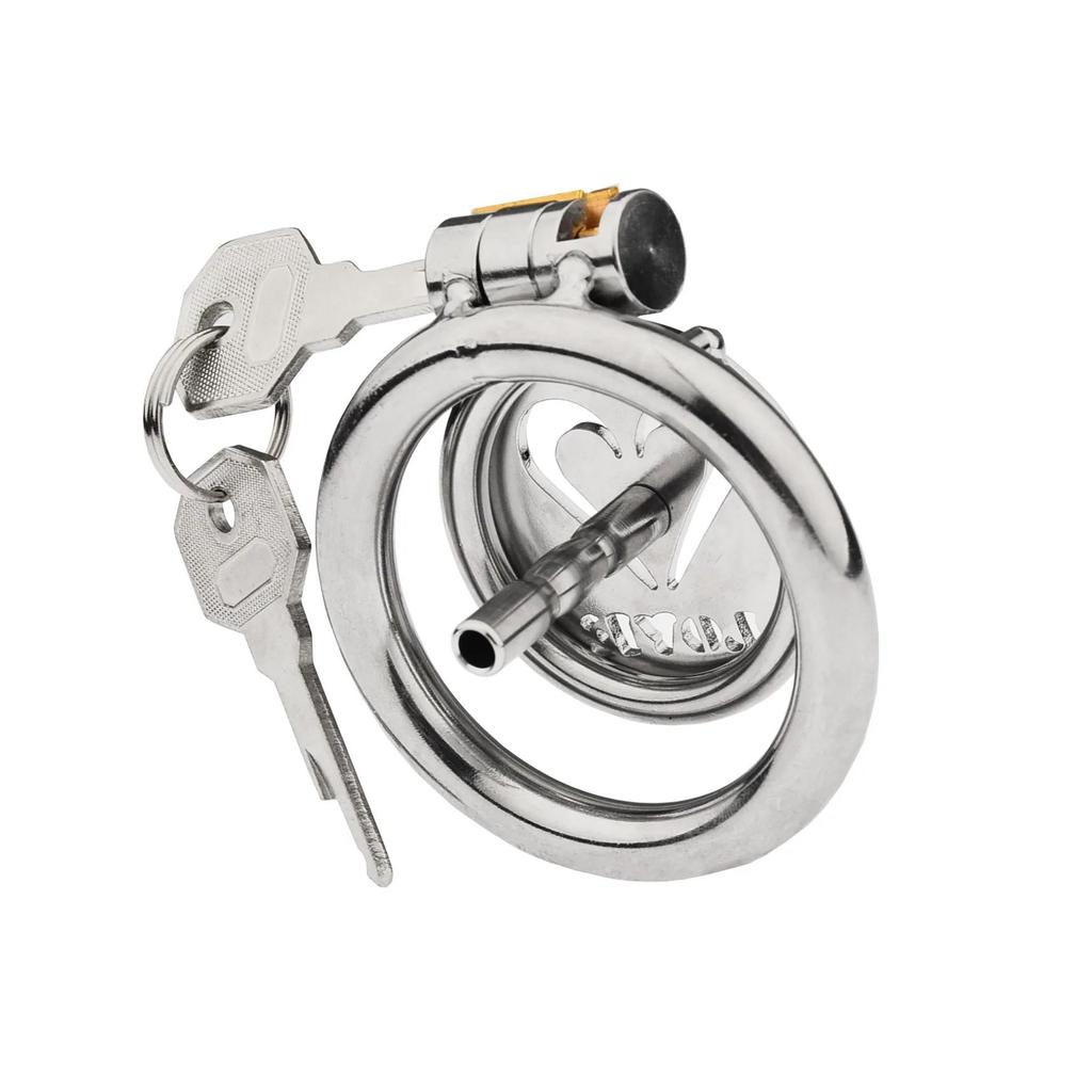 Flat Chastity Lock for Men Metal Chastity Devices Urethral Plug High Comfort Anti Cheating Dormant Lock Sex Toy for Couple SM