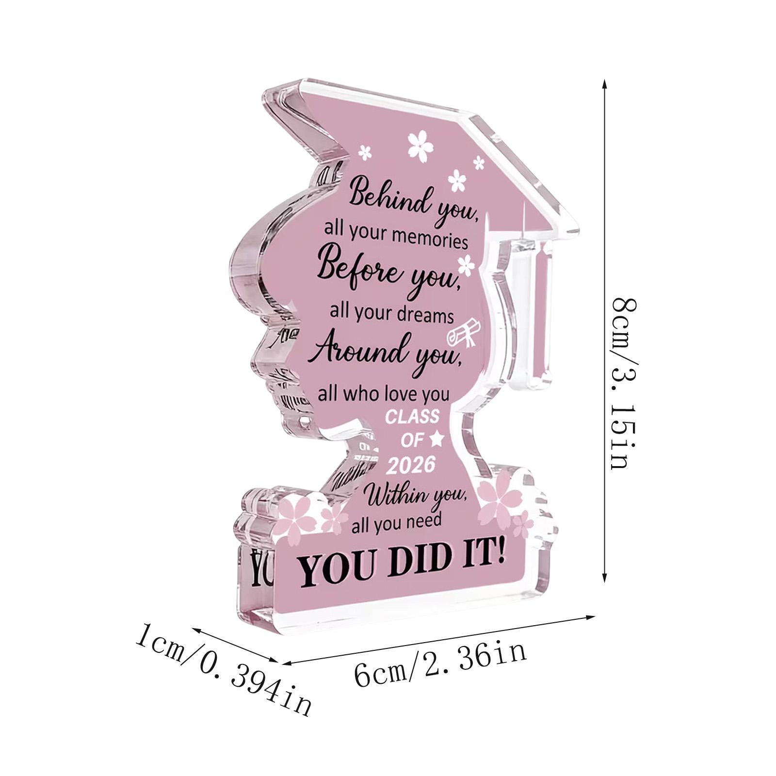 

Flat Acrylic Graduation Keepsake Decor, Inspirational Tabletop Plaque For Graduates