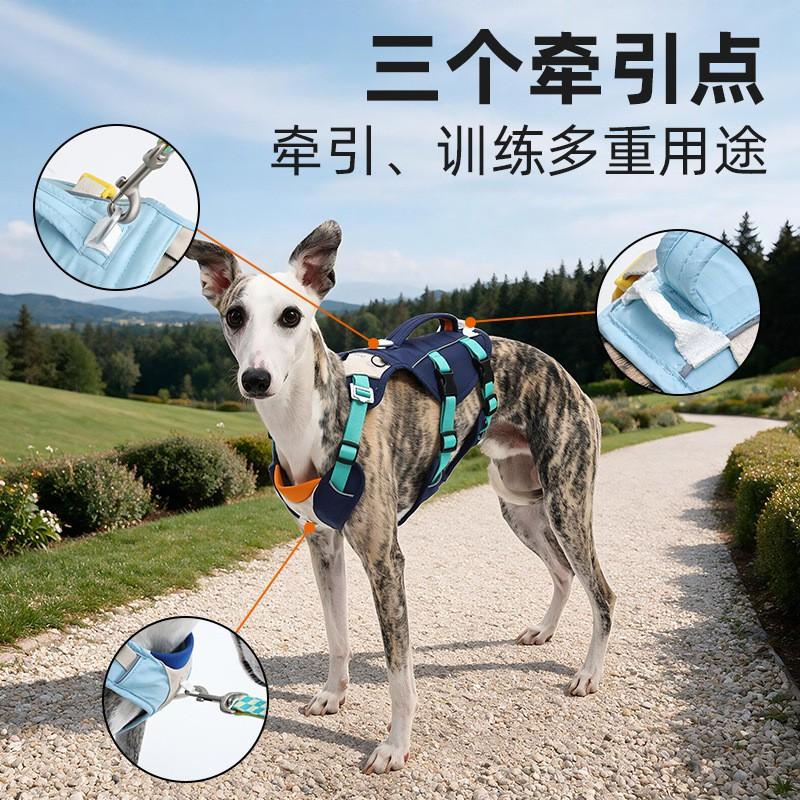 Dog Harness With 3-Row Buckle Pocket Reflective Strip Pet Walking Small Medium Large Dogs