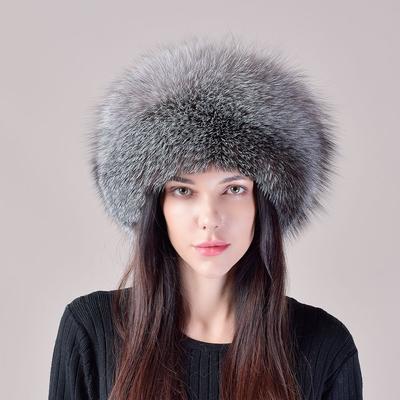 Fox Hair Hat Winter Women's Fur Hat Warm Ear Protection Princess Bun Hat