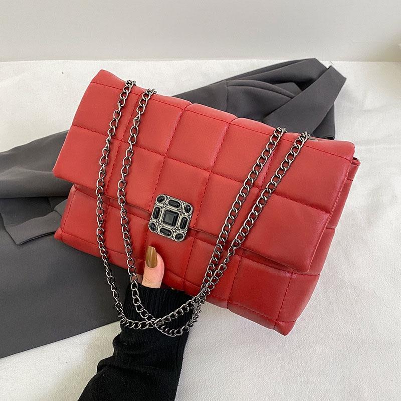 IELGY Vintage Lock Rhombus Chain Bag Women's One Shoulder Messenger Bag