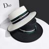 French retro M standard hat women's summer sunshade sun protection British flat top hat beach seaside vacation sun hat