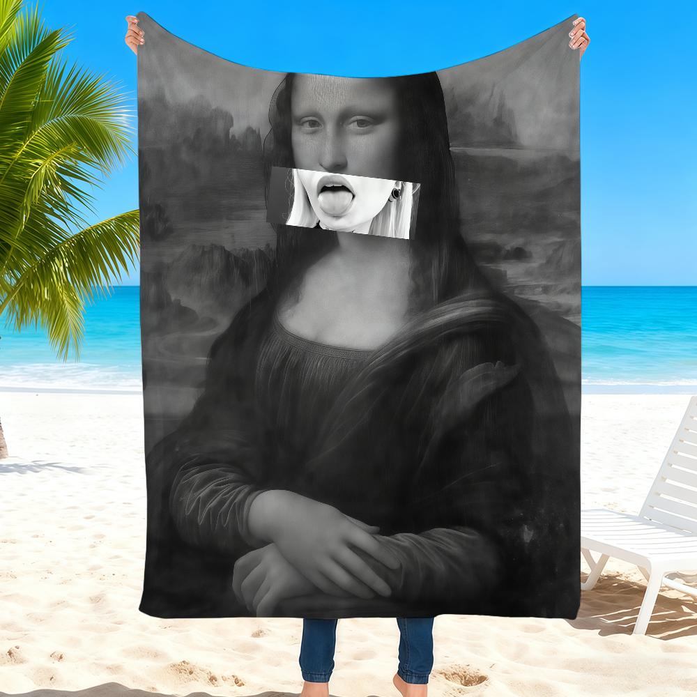Mona Lisa Smile Art Funny Blanket Super Warm Comfortable Plush Throw Blanket Child Home Sofa Bedroom Gift