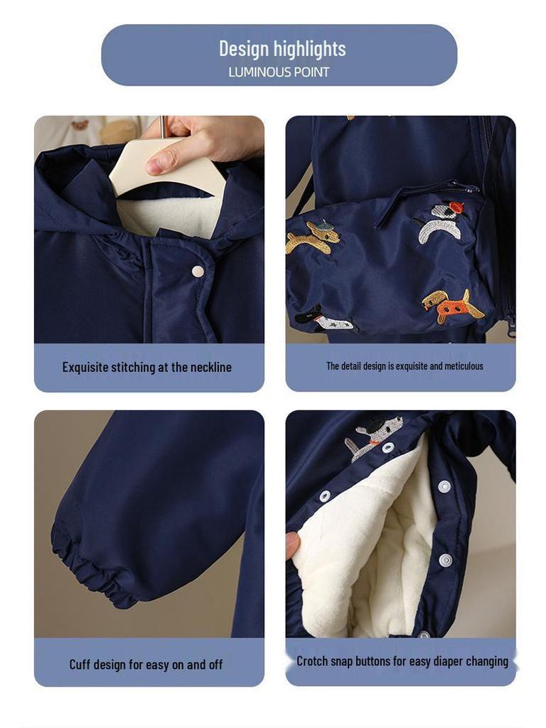 Autumn & Winter Baby Jumpsuit Windbreaker: Infant & Toddler One-Piece Outerwear Coat Romper