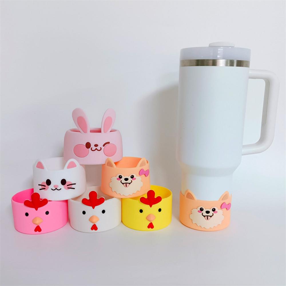 Kreskówkowy Zwierzęcy Silikonowy Rękaw Ochronny na Butelkę na Wodę Ochraniacz Spodu Butelki Pokrowiec na Kubek Do Stanley Tumbler Butelka Szklana Kubek