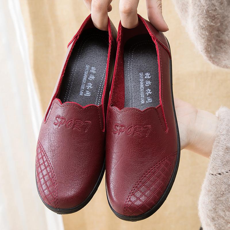 

Новая весенняя обувь, одинарная обувь, дышащая, для среднего и пожилого возраста, рабочая кожаная обувь, на одной педали, женская обувь для среднего возраста 35