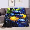 Blueberries and Oranges Splash Artwork Patterned Flannel Blanket Perfect for the Bedroom Living Room, Sofa, or a Little Nap