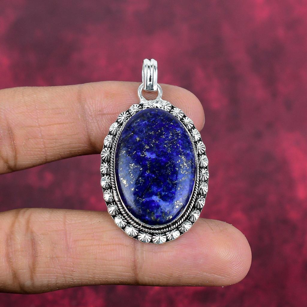 Lapis Lazuli Hänge Handgjorda Ädelstenssmycken, 925 Massivt Sterlingsilver Hänge, Smyckeshänge med Unik Design