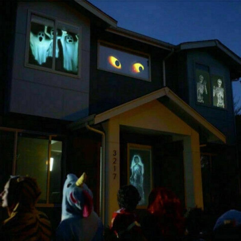 12 Filme Halloween Holographische Projektion Partylicht LED Fenster Wunderland Projektor Bühnenlicht Halloween Weihnachtsdeko Neu