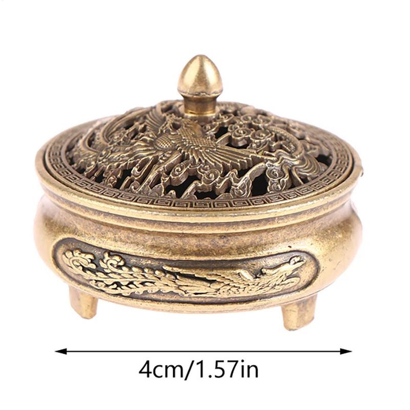 Incense Coil Burner Brass Mini Sandalwood Censer Incense Metal Craft Home Decoration Ornament for Living Room Balcony Yoga Room