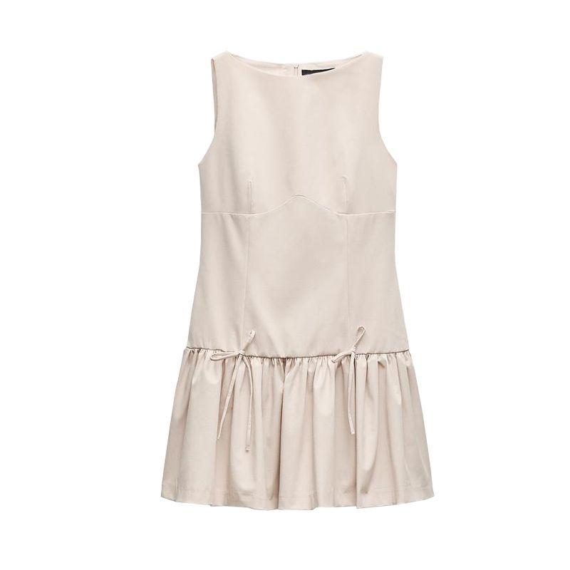 Spring New Women Clothes Fashion Comfortable Sleeveless Short Ribbon Dress 3152278 3152378