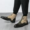 Winter Designer New Men Pointed Mix Colors Patchwork Brogues Ankle Boots Male Casual Luxury Brand High-top Shoes Zapatos Hombre