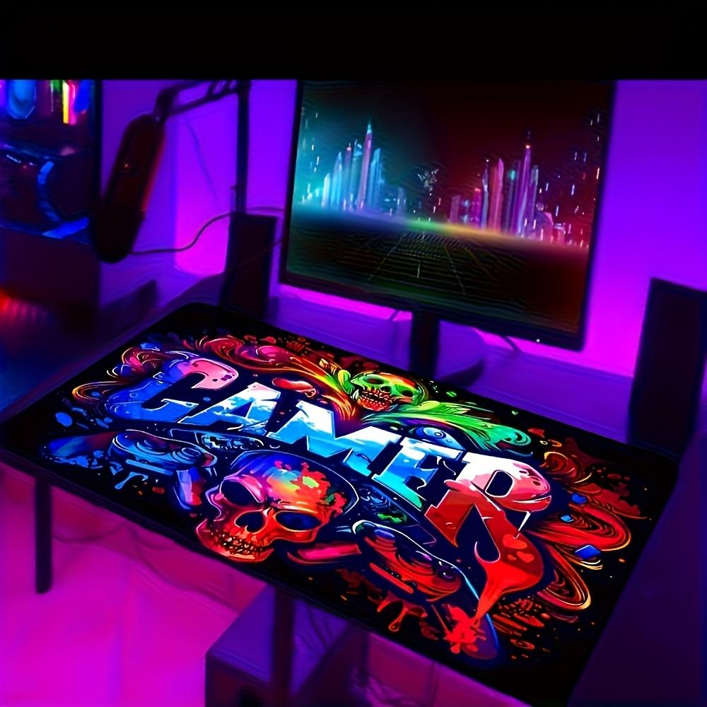 Cool Skeleton Neon Gaming Mouse Pad Non-Slip Rubber Base XXL Desk Mat for Gamers Office Computer Multiple Sizes Accessories 1pc