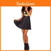 Elegant Black Pumpkin Lantern Mini Dress For Halloween And Everyday Wear