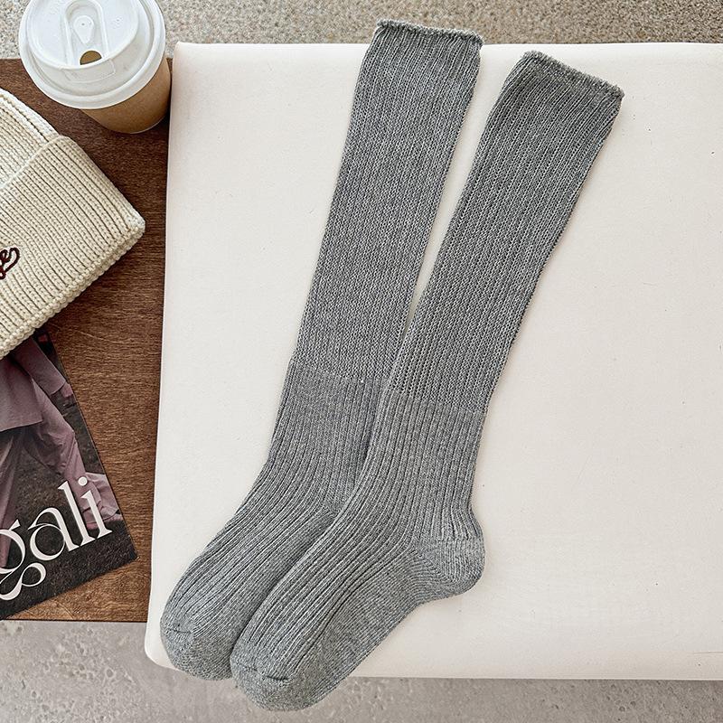 

Women s Gray Pure Cotton Long Calf Socks – Trendy, Anti-Pilling, Ideal for Autumn and Winter One Size світло-сірий колір