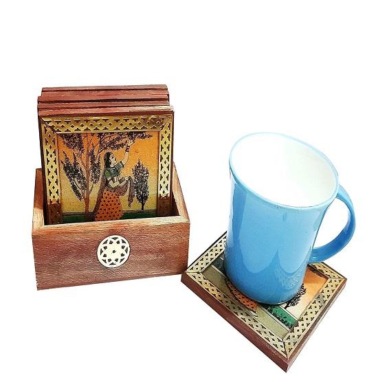 Traditional Gemstone Painting Tea Coffee Coaster Set    Handicrafts  Home Decor   Decorative Items In Living Room, Bedroom
