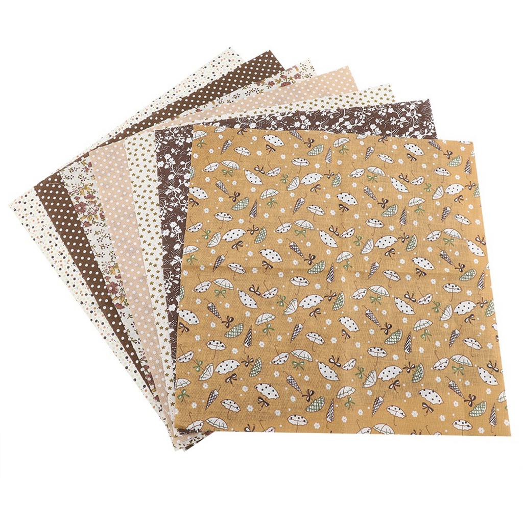 7 stk 50*50 cm Bomullsstoff DIY Assorted Squares Pre Cut Sengesett Quarters Bundle (brun)