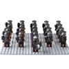 21Pcs/lot Dane Iron Feet Eomer Rohan Warriorr Vs Uruk Hai Army Figrues With Shield Sword Bow Spear Building Blocks Toys for Kids