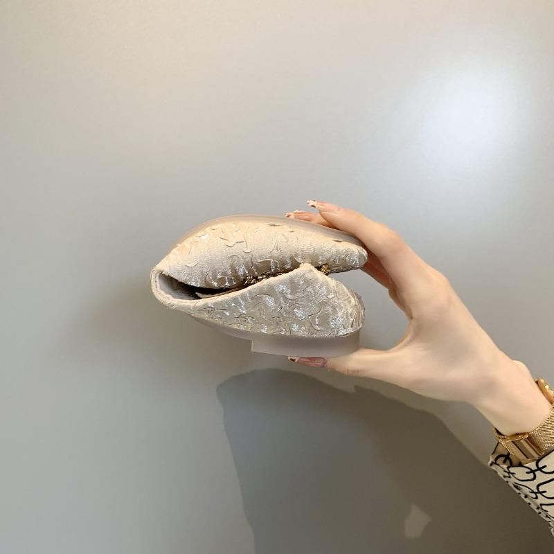 Women's Square Head Flat Shoes Fall New Shallow Mouth Rhinestone Square Buckle Shoes